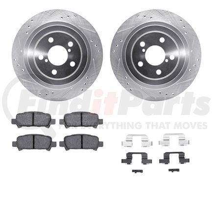 Dynamic Friction Company 7512-13023 Rotors-Drilled & Slotted-Silver w/ 5000 Advanced Brake Pads Incl Hdw