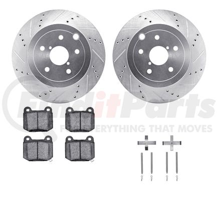 Dynamic Friction Company 7512-13027 Rotors-Drilled & Slotted-Silver w/ 5000 Advanced Brake Pads Incl Hdw