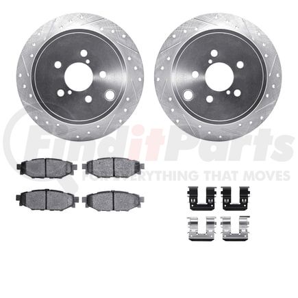 Dynamic Friction Company 7512-13041 Brake Rotor - Dimpled & Slotted - Silver w/5000 Brake Pads & HW Kit