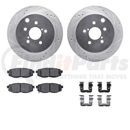 Dynamic Friction Company 7512-13045 Brake Rotor - Dimpled & Slotted - Silver w/5000 Brake Pads & HW Kit