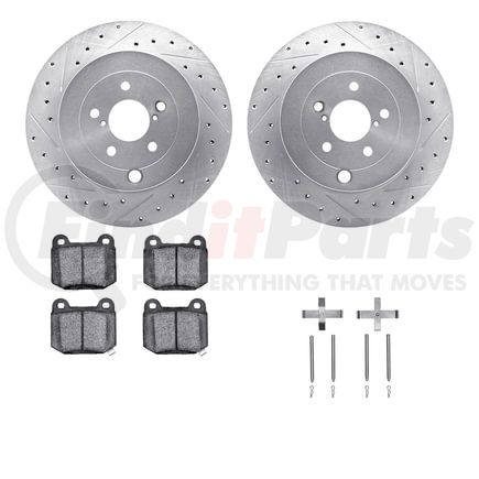Dynamic Friction Company 7512-13050 Rotors-Drilled & Slotted-Silver w/ 5000 Advanced Brake Pads Incl Hdw