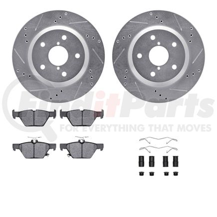 Dynamic Friction Company 7512-13055 Rotors-Drilled & Slotted-Silver w/ 5000 Advanced Brake Pads Incl Hdw