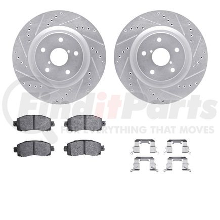 Dynamic Friction Company 7512-13054 Rotors-Drilled & Slotted-Silver w/ 5000 Advanced Brake Pads Incl Hdw