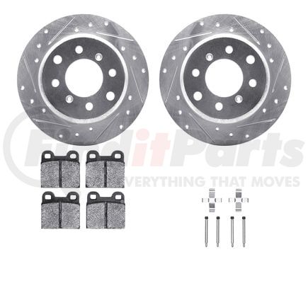 Dynamic Friction Company 7512-16000 Rotors-Drilled & Slotted-Silver w/ 5000 Advanced Brake Pads Incl Hdw