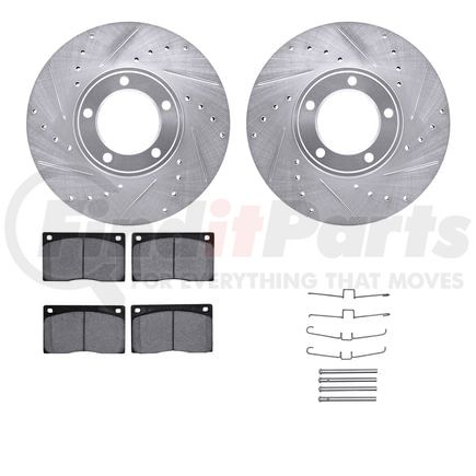 Dynamic Friction Company 7512-20001 Rotors-Drilled & Slotted-Silver w/ 5000 Advanced Brake Pads Incl Hdw