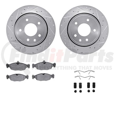 Dynamic Friction Company 7512-20005 Rotors-Drilled & Slotted-Silver w/ 5000 Advanced Brake Pads Incl Hdw