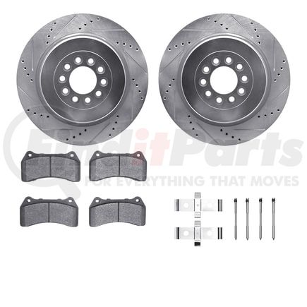 Dynamic Friction Company 7512-20009 Rotors-Drilled & Slotted-Silver w/ 5000 Advanced Brake Pads Incl Hdw