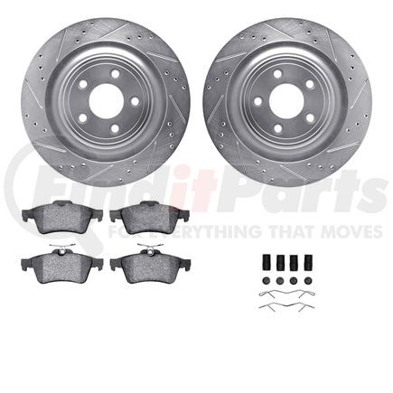 Dynamic Friction Company 7512-20011 Rotors-Drilled & Slotted-Silver w/ 5000 Advanced Brake Pads Incl Hdw