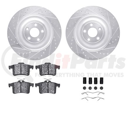 Dynamic Friction Company 7512-20020 Rotors-Drilled & Slotted-Silver w/ 5000 Advanced Brake Pads Incl Hdw