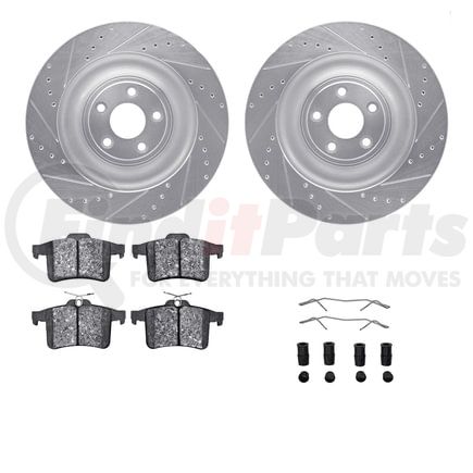 Dynamic Friction Company 7512-20019 Rotors-Drilled & Slotted-Silver w/ 5000 Advanced Brake Pads Incl Hdw