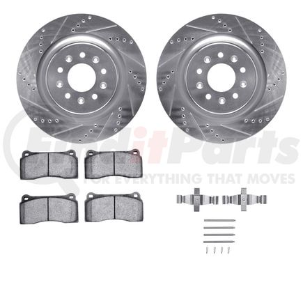 Dynamic Friction Company 7512-20082 Rotors-Drilled & Slotted-Silver w/ 5000 Advanced Brake Pads Incl Hdw