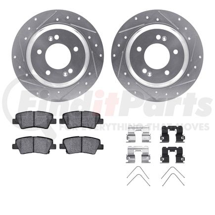Dynamic Friction Company 7512-21022 Rotors-Drilled & Slotted-Silver w/ 5000 Advanced Brake Pads Incl Hdw