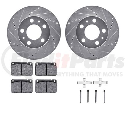 Dynamic Friction Company 7512-27006 Rotors-Drilled & Slotted-Silver w/ 5000 Advanced Brake Pads Incl Hdw