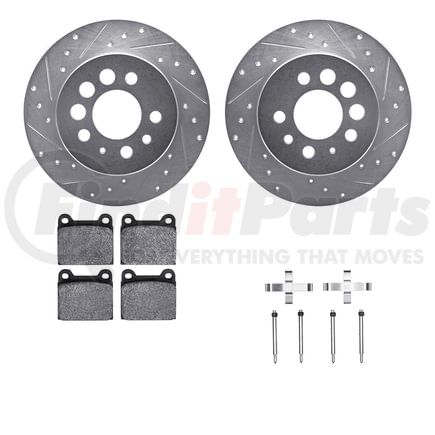 Dynamic Friction Company 7512-27009 Rotors-Drilled & Slotted-Silver w/ 5000 Advanced Brake Pads Incl Hdw