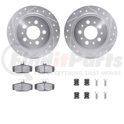 Dynamic Friction Company 7512-27026 Rotors-Drilled & Slotted-Silver w/ 5000 Advanced Brake Pads Incl Hdw