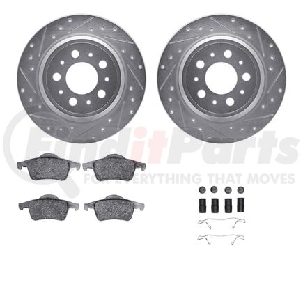 Dynamic Friction Company 7512-27029 Rotors-Drilled & Slotted-Silver w/ 5000 Advanced Brake Pads Incl Hdw