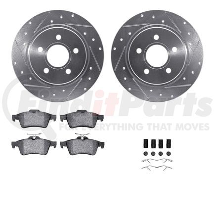Dynamic Friction Company 7512-27036 Rotors-Drilled & Slotted-Silver w/ 5000 Advanced Brake Pads Incl Hdw