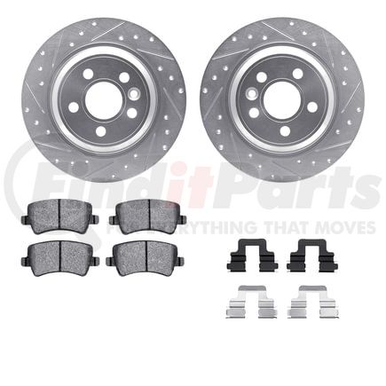 Dynamic Friction Company 7512-27042 Rotors-Drilled & Slotted-Silver w/ 5000 Advanced Brake Pads Incl Hdw