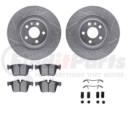 Dynamic Friction Company 7512-27054 Rotors-Drilled & Slotted-Silver w/ 5000 Advanced Brake Pads Incl Hdw
