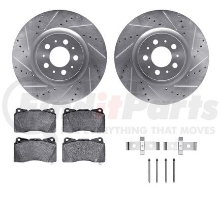 Dynamic Friction Company 7512-27204 Rotors-Drilled & Slotted-Silver w/ 5000 Advanced Brake Pads Incl Hdw