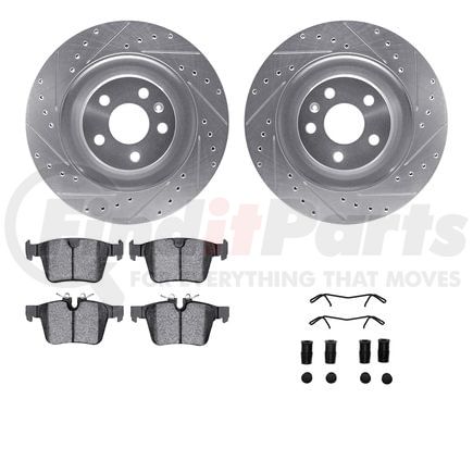 Dynamic Friction Company 7512-27305 Rotors-Drilled & Slotted-Silver w/ 5000 Advanced Brake Pads Incl Hdw