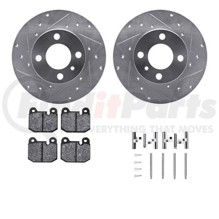 Dynamic Friction Company 7512-31006 Rotors-Drilled & Slotted-Silver w/ 5000 Advanced Brake Pads Incl Hdw