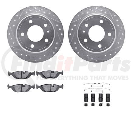 Dynamic Friction Company 7512-31013 Rotors-Drilled & Slotted-Silver w/ 5000 Advanced Brake Pads Incl Hdw