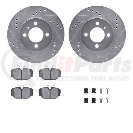 Dynamic Friction Company 7512-31016 Rotors-Drilled & Slotted-Silver w/ 5000 Advanced Brake Pads Incl Hdw