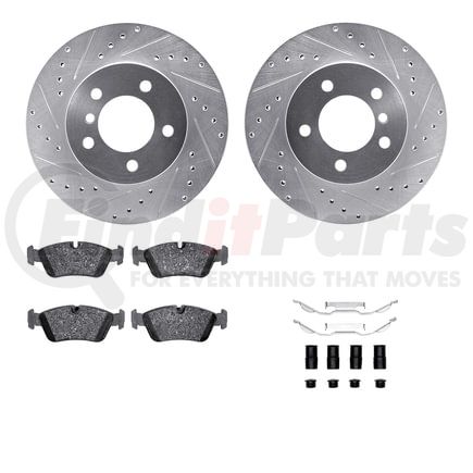 Dynamic Friction Company 7512-31045 Rotors-Drilled & Slotted-Silver w/ 5000 Advanced Brake Pads Incl Hdw