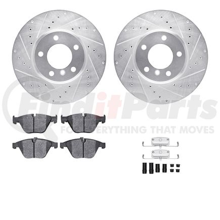 Dynamic Friction Company 7512-31062 Rotors-Drilled & Slotted-Silver w/ 5000 Advanced Brake Pads Incl Hdw