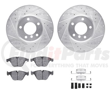 Dynamic Friction Company 7512-31063 Rotors-Drilled & Slotted-Silver w/ 5000 Advanced Brake Pads Incl Hdw
