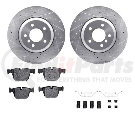 Dynamic Friction Company 7512-31065 Rotors-Drilled & Slotted-Silver w/ 5000 Advanced Brake Pads Incl Hdw