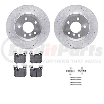 Dynamic Friction Company 7512-31096 Rotors-Drilled & Slotted-Silver w/ 5000 Advanced Brake Pads Incl Hdw