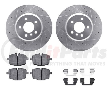 Dynamic Friction Company 7512-31115 Rotors-Drilled & Slotted-Silver w/ 5000 Advanced Brake Pads Incl Hdw