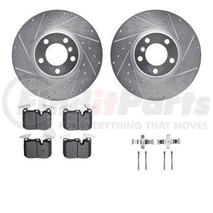 Dynamic Friction Company 7512-31119 Rotors-Drilled & Slotted-Silver w/ 5000 Advanced Brake Pads Incl Hdw