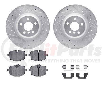 Dynamic Friction Company 7512-31132 Rotors-Drilled & Slotted-Silver w/ 5000 Advanced Brake Pads Incl Hdw