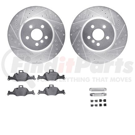 Dynamic Friction Company 7512-31157 Rotors-Drilled & Slotted-Silver w/ 5000 Advanced Brake Pads Incl Hdw
