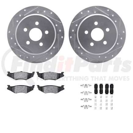 Dynamic Friction Company 7512-39004 Rotors-Drilled & Slotted-Silver w/ 5000 Advanced Brake Pads Incl Hdw