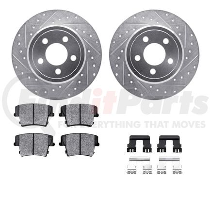 Dynamic Friction Company 7512-39006 Rotors-Drilled & Slotted-Silver w/ 5000 Advanced Brake Pads Incl Hdw