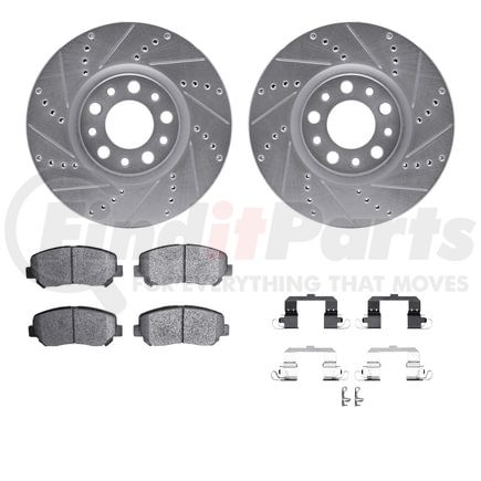 Dynamic Friction Company 7512-39017 Rotors-Drilled & Slotted-Silver w/ 5000 Advanced Brake Pads Incl Hdw