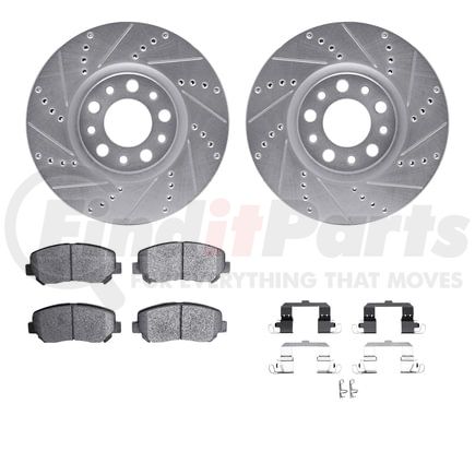 Dynamic Friction Company 7512-39016 Rotors-Drilled & Slotted-Silver w/ 5000 Advanced Brake Pads Incl Hdw