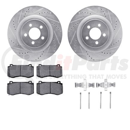 Dynamic Friction Company 7512-39119 Rotors-Drilled & Slotted-Silver w/ 5000 Advanced Brake Pads Incl Hdw