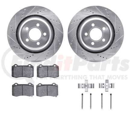 Dynamic Friction Company 7512-39122 Rotors-Drilled & Slotted-Silver w/ 5000 Advanced Brake Pads Incl Hdw