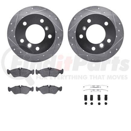 Dynamic Friction Company 7512-40031 Rotors-Drilled & Slotted-Silver w/ 5000 Advanced Brake Pads Incl Hdw