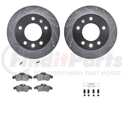 Dynamic Friction Company 7512-40035 Rotors-Drilled & Slotted-Silver w/ 5000 Advanced Brake Pads Incl Hdw