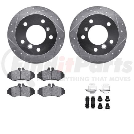 Dynamic Friction Company 7512-40238 Rotors-Drilled & Slotted-Silver w/ 5000 Advanced Brake Pads Incl Hdw