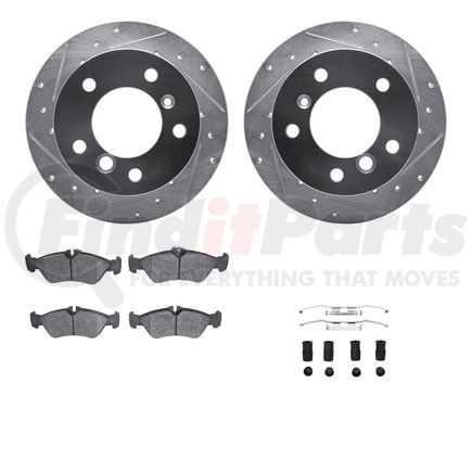 Dynamic Friction Company 7512-40237 Rotors-Drilled & Slotted-Silver w/ 5000 Advanced Brake Pads Incl Hdw