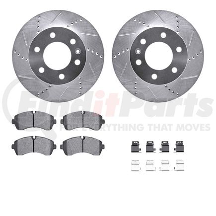 Dynamic Friction Company 7512-40267 Rotors-Drilled & Slotted-Silver w/ 5000 Advanced Brake Pads Incl Hdw