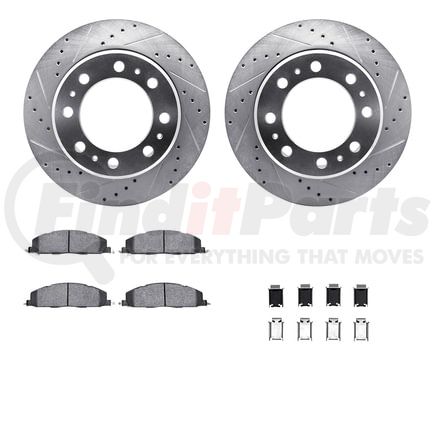 Dynamic Friction Company 7512-40516 Rotors-Drilled & Slotted-Silver w/ 5000 Advanced Brake Pads Incl Hdw