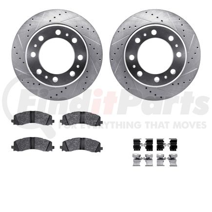 Dynamic Friction Company 7512-40518 Rotors-Drilled & Slotted-Silver w/ 5000 Advanced Brake Pads Incl Hdw